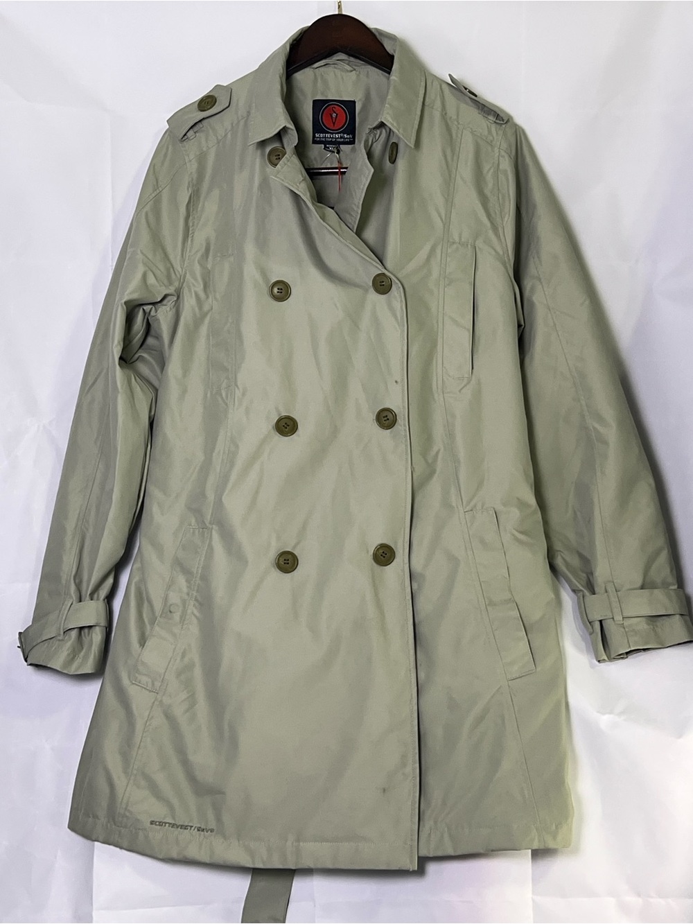 SCOTTeVEST/SeV TEC Women's Gray Belted Button-Front Long Utility Trench Coat XL